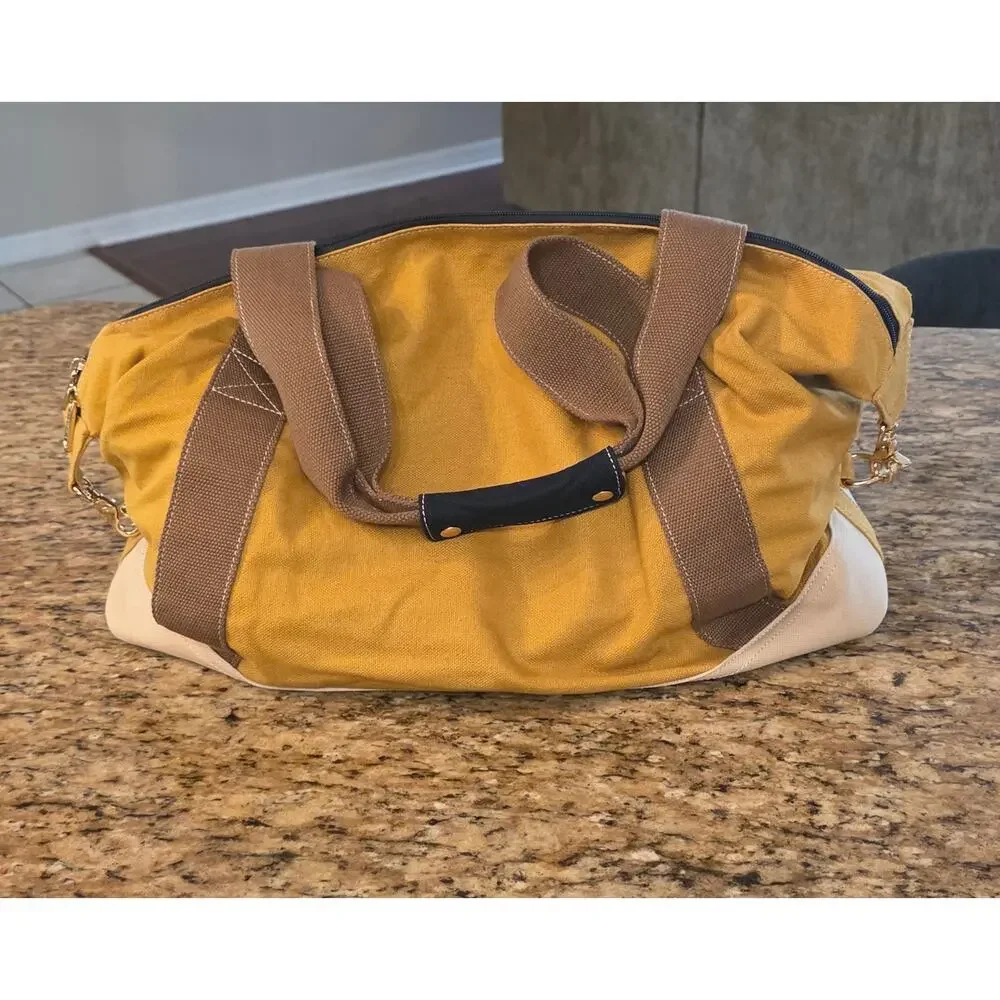 Spartina 449 Daufuskie Island Cargo Duffel Bag Golden Two Tone Anchor Large NWOT
